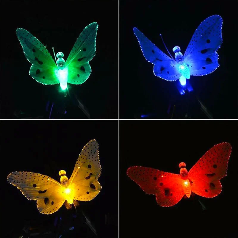 12/20 Led Solar Powered Butterfly Fairy String Lights Outdoor Garden Holiday Christmas Decoration Lamp Fiber Optic Waterproof