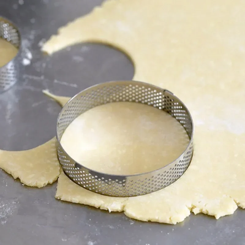

5-10cm DIY Tart Ring Mold Cake Tools French Dessert Bakeware Cutter Round Shape Decorating Tool Perforated Mousse Circle