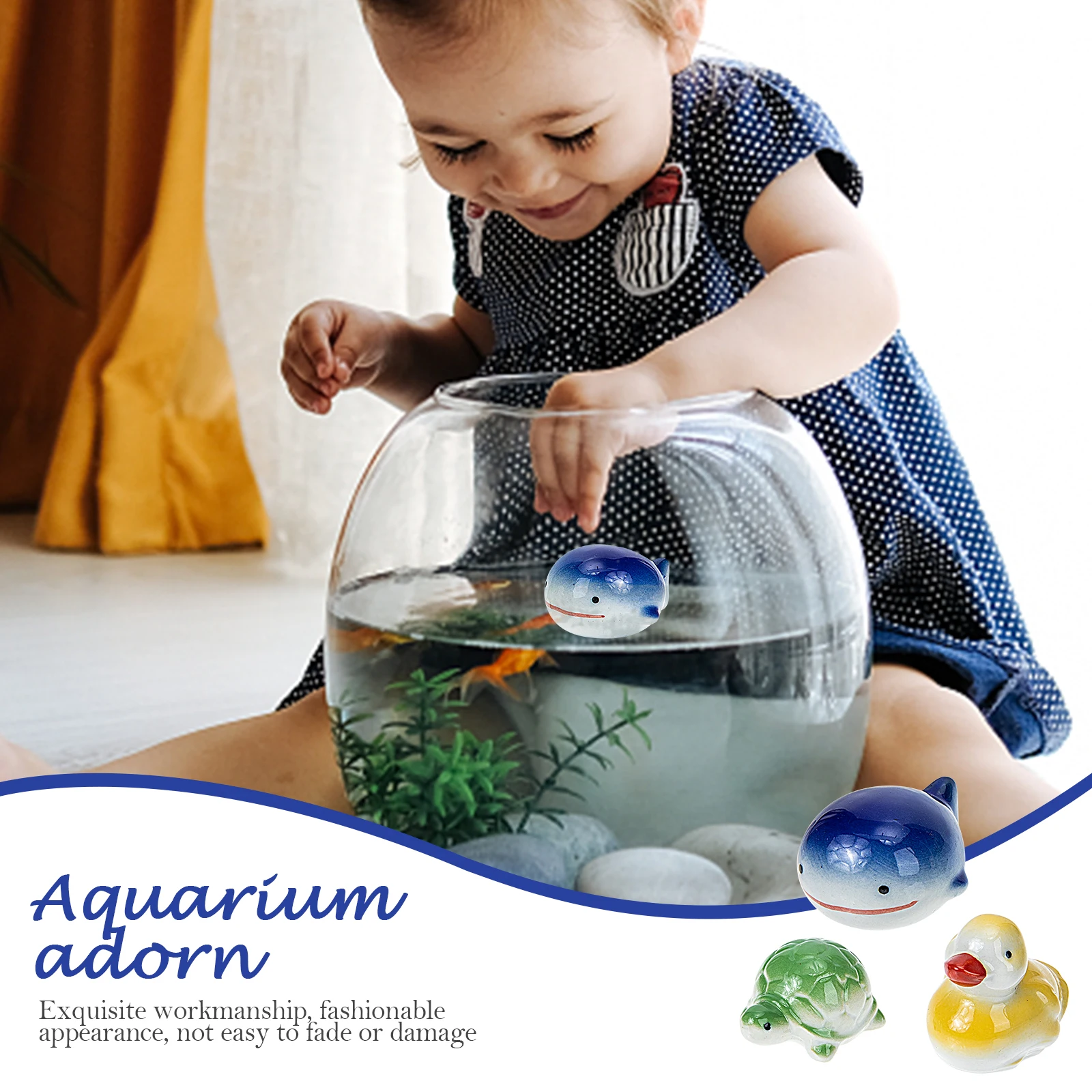 

3Pcs Ceramic Aquarium Decor Hand Painting Fish Tank Ornament Indoor Outdoor Decoration Fish Tank Decors Floating Aquarium Decor