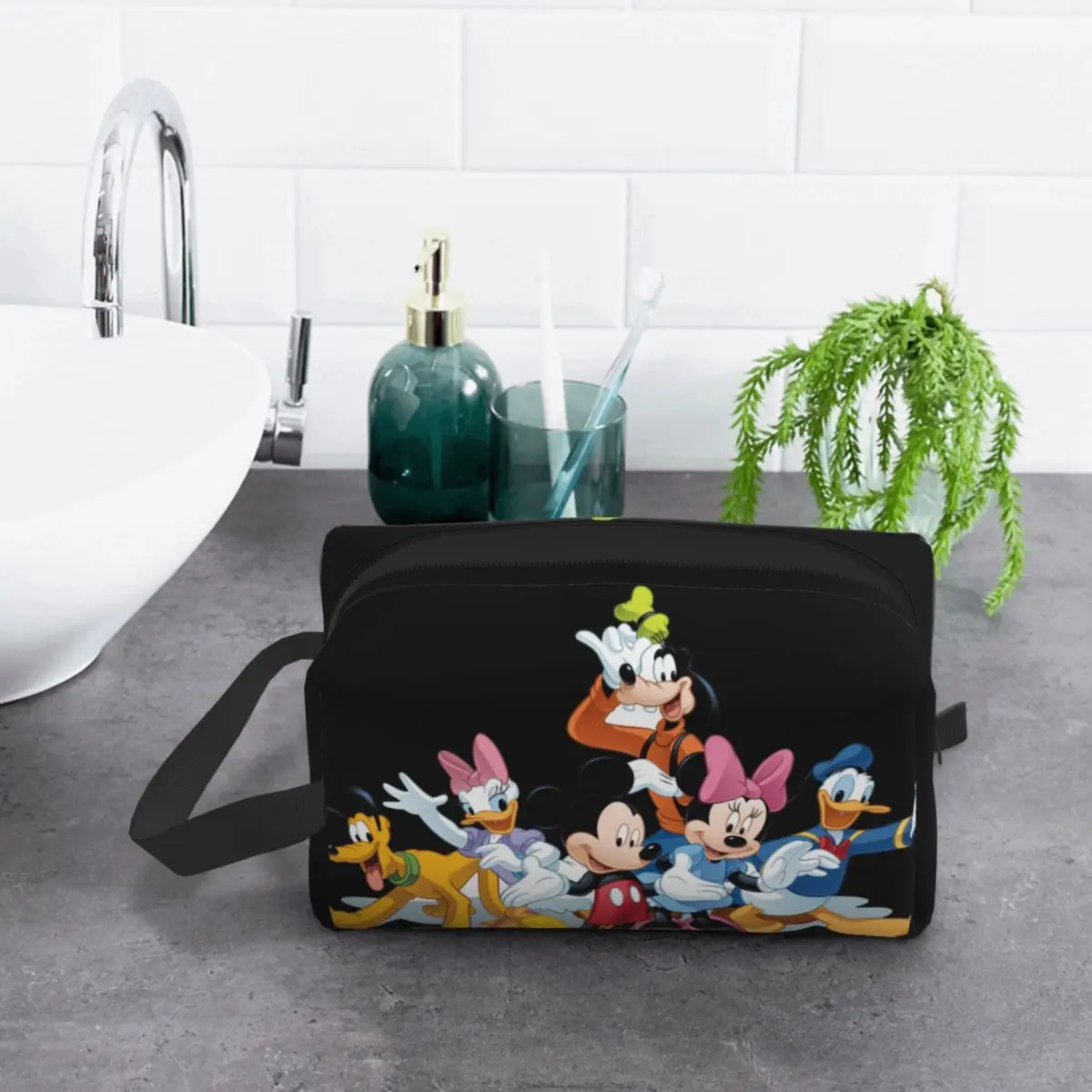 Custom Travel Mickey Mouse Minnie Toiletry Bag Cartoon Cosmetic Makeup Organizer for Women Beauty Storage Dopp Kit Case