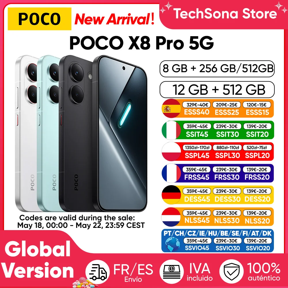 Smartphone POCO X8 Pro 5G Versione Globale, Dimensity 8500-Ultra, Display AMOLED Ultra-luminoso da 6.59" 1.5K 120Hz, Batteria da 6500mAh, NFC