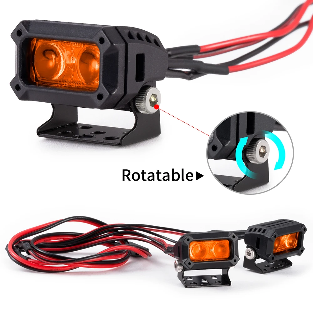 MIBIDAO 2Pcs RC Car LED Light Spotlight for 1/10Traxxas TRX4 Axial SCX10 RC Crawler Car Upgrade Parts