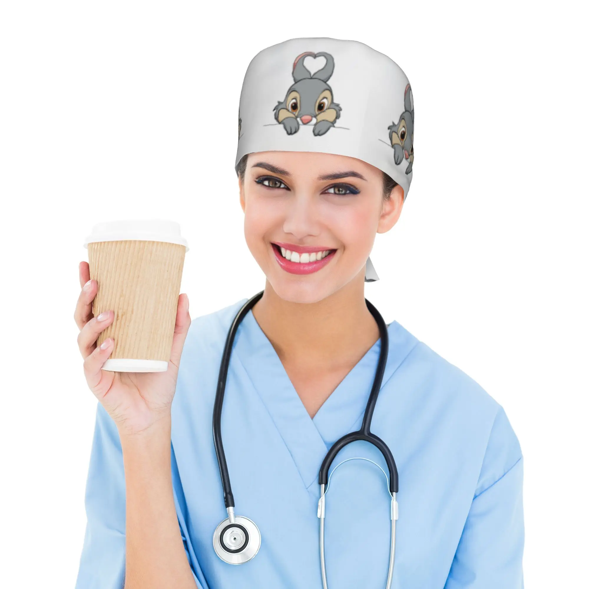 Custom B-Bambies Anime Scrubs Cap Surgical Hats Men Women  Operating Room Cap Operator Hats Lab Works Hat
