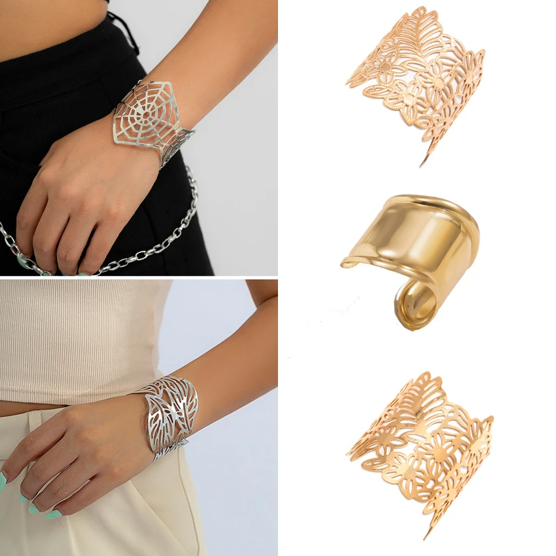 

Retro French Style Simple High End Open Glossy Bracelet Niche Hollow Leaf Bracelet Versatile Skin Tone Hand Accessory