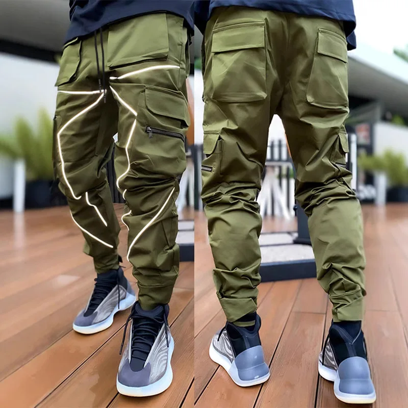 

Men's Multi Pocket Velcro Reflective Pants Loose Casual Pants Men's Work Pants Slow Running Sports Pants Fishing Casual Pants