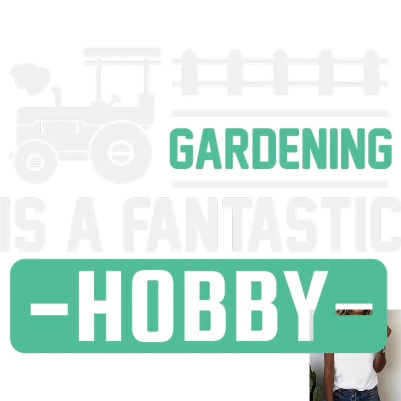 Gardening Hobby Heat Transfer White Ink Iron - on Patch, Fun Tractor & Fence Pattern, Suitable for T - Shirts/Canvas Bags,
