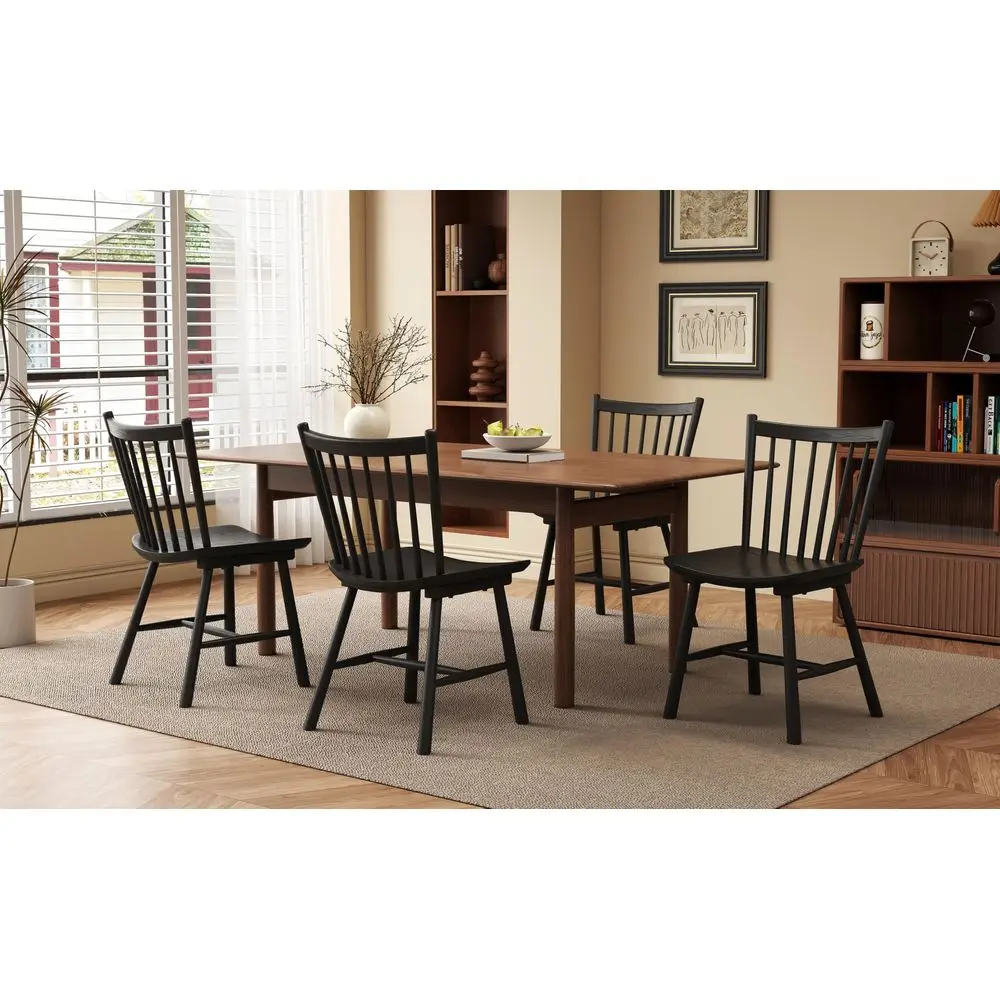 

Chairs Set of 4, Solid Wood Spindle Kitchen Chair with Woodgrain Finish, Sturdy Ergonomic Farmhouse Windsor Chairs for Dining R