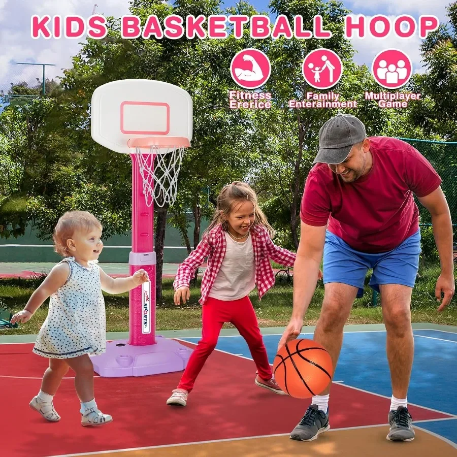 Mini porta de basquete ajustável com 3 bolas para crianças de 1 a 3 anos, brinquedos esportivos internos e externos para bebês, meninos e meninas, natal