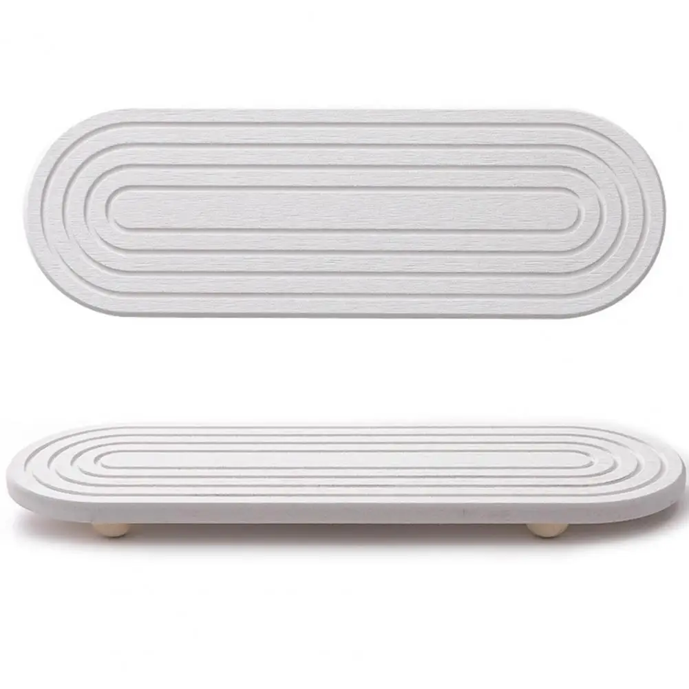 Absorbent Countertop Mat Diatomaceous Earth Sink Mat Anti-slip Kitchen Sink Mat with Leak-proof Groove Quick Drying Diatomaceous