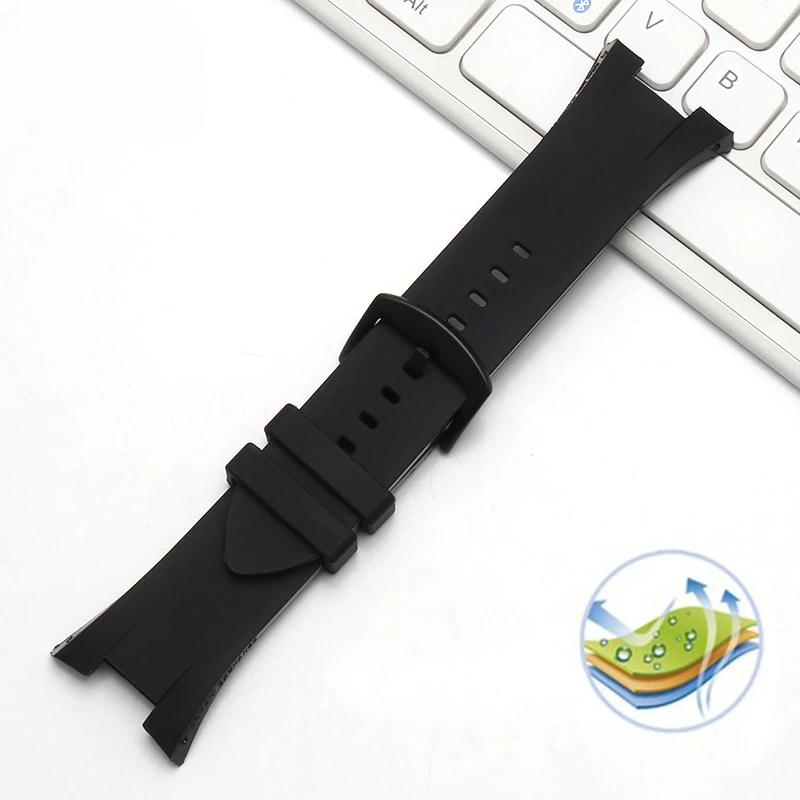 Concave Interface High Quality Silicone Watch Strap for Armani Ax1803 1802 1050 Rubber Breathable Comfortable 31x14mm Watchband