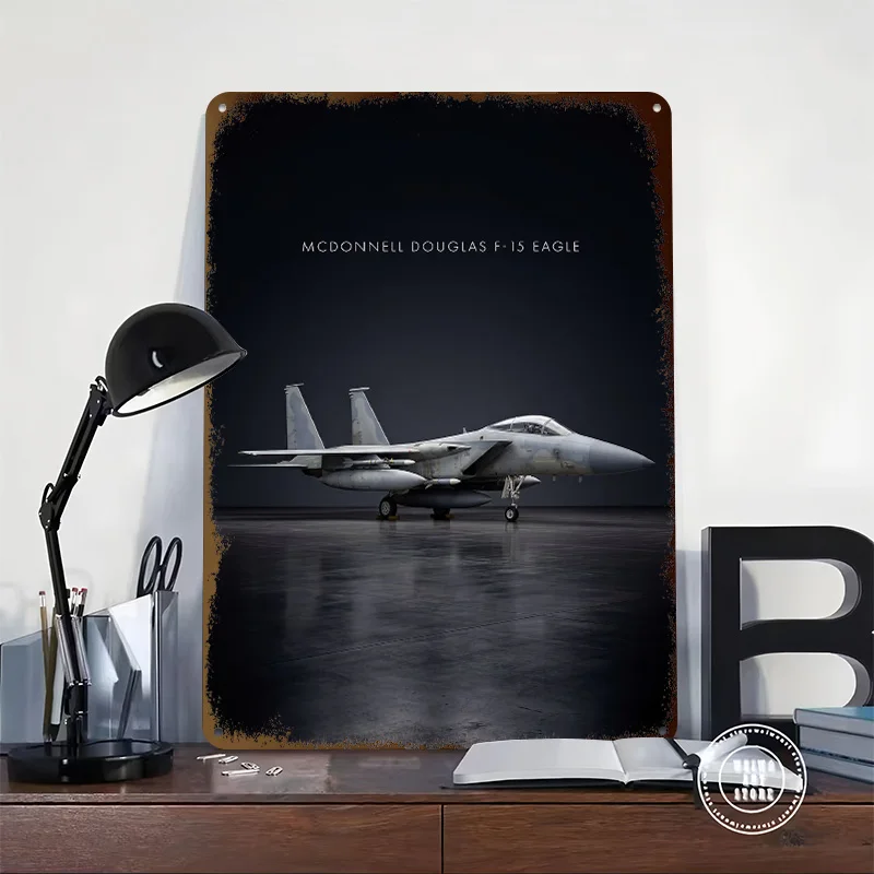McDonnell Douglas F-15 Eagle Jet Metal Poster Customized Wall Art Retro Vintage Metal Tin Signs for Decoration Room Desk Decor