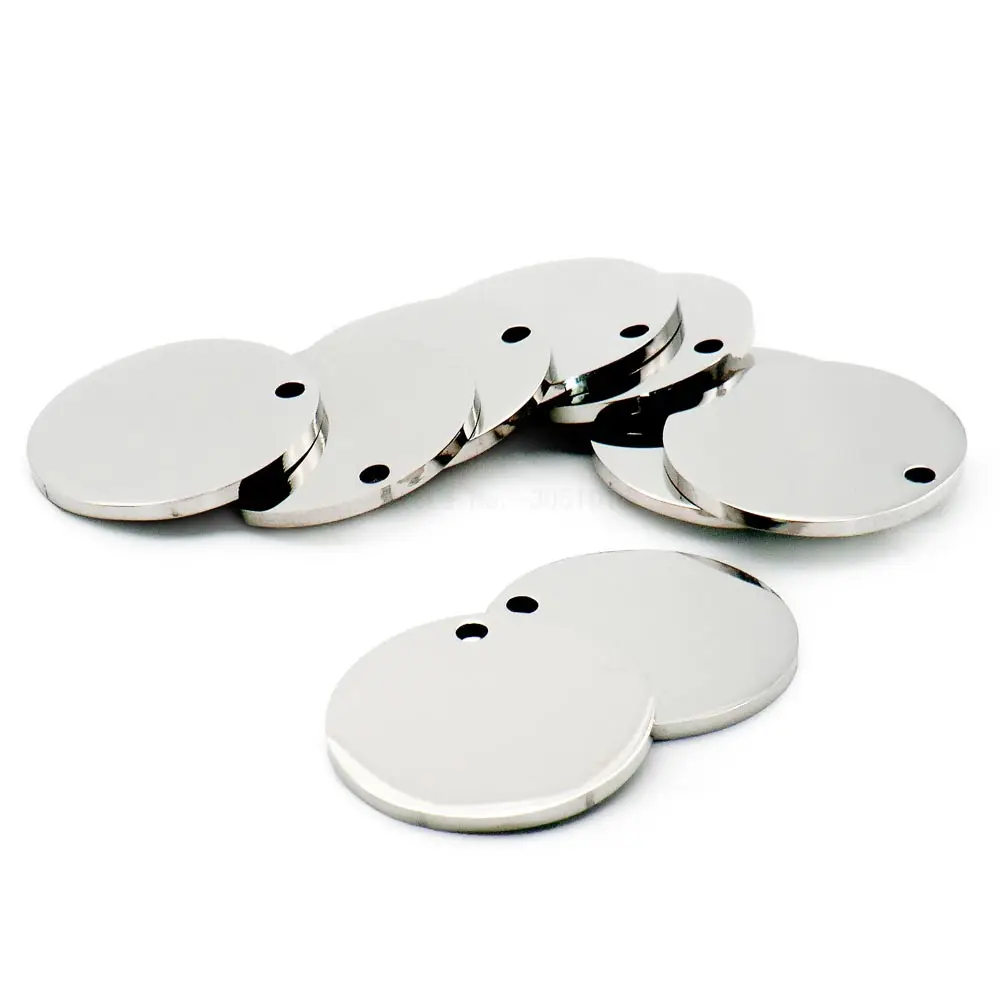Großhandel 10PCS Edelstahl Runde Hund ID Tag Blank Anhänger Für Halsketten Benutzerdefinierte DIY Schmuck Machen Schlüsselbund Hund Tag – Detail 7