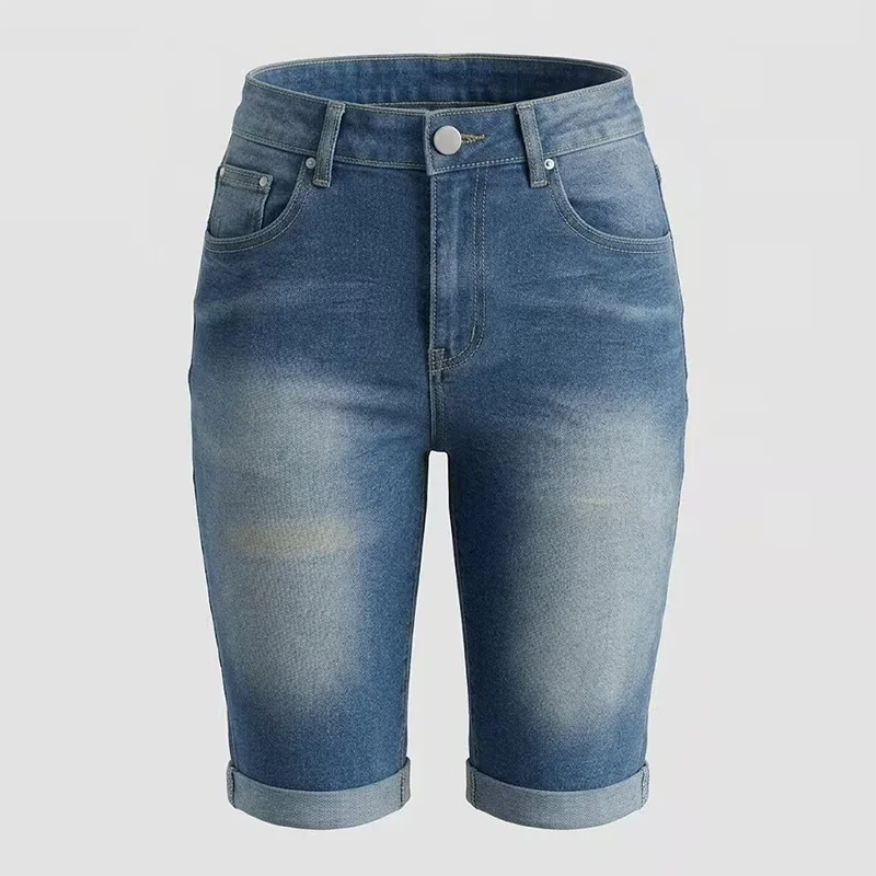 Women Skinny Knee Length Jeans High Waist Pants Stretch Denim Shorts Mom Jeans Slim Pencil Pants Casual Comfort Denim Trousers view 4