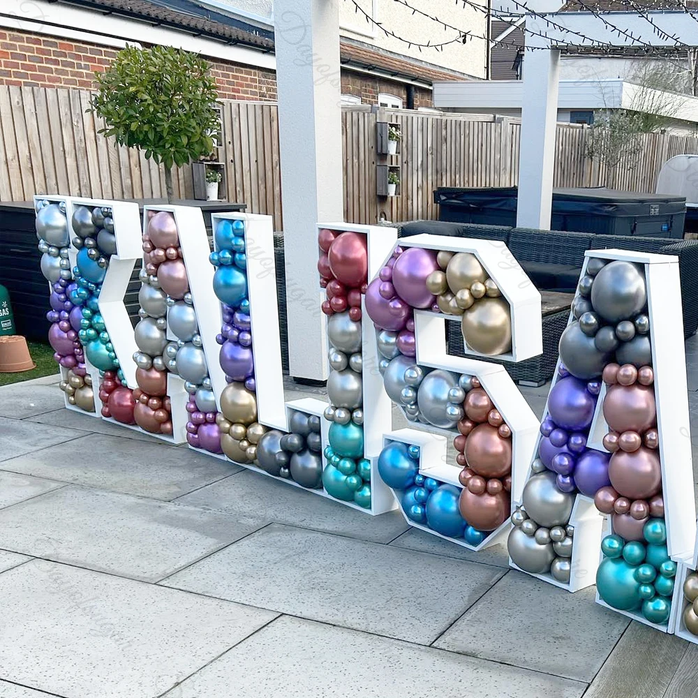 Letters Balloons Filling Box Large 73cm A-Z Mosaic Hoop Letters Balloons Frame for Birthday Wedding Party Backdrop Decotation