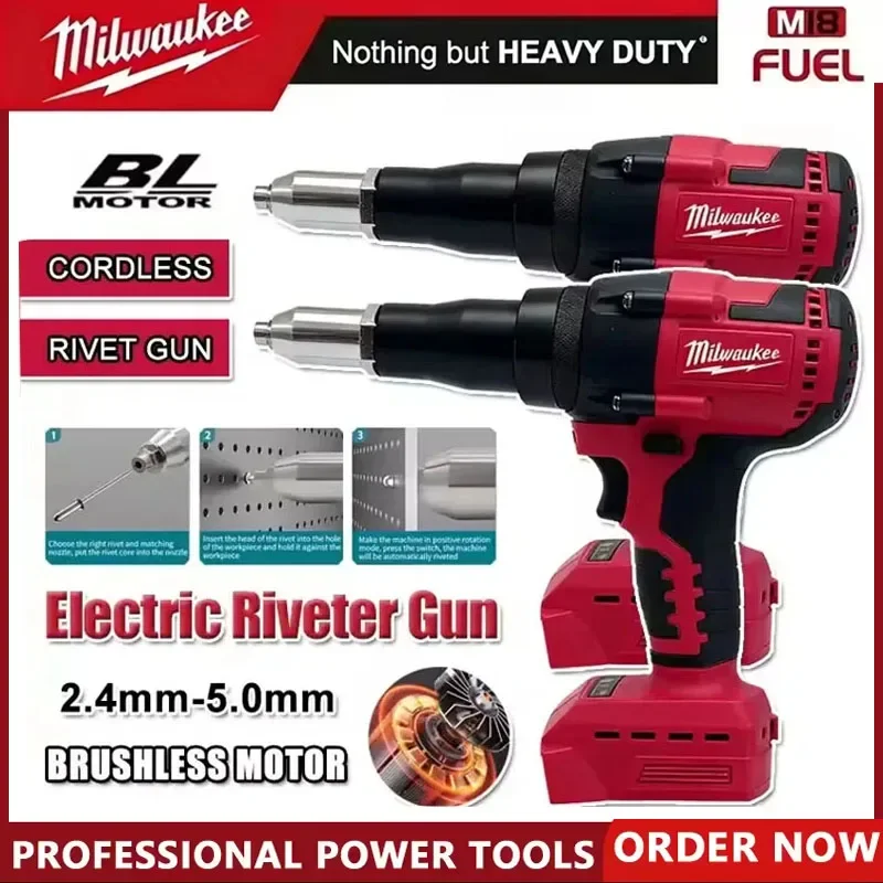 

Milwaukee Electric Riveter Gun 4.8MM Cordless Brushless Rivet Riveting Tool With LED Light For Milwaukee 20V 18V Battery