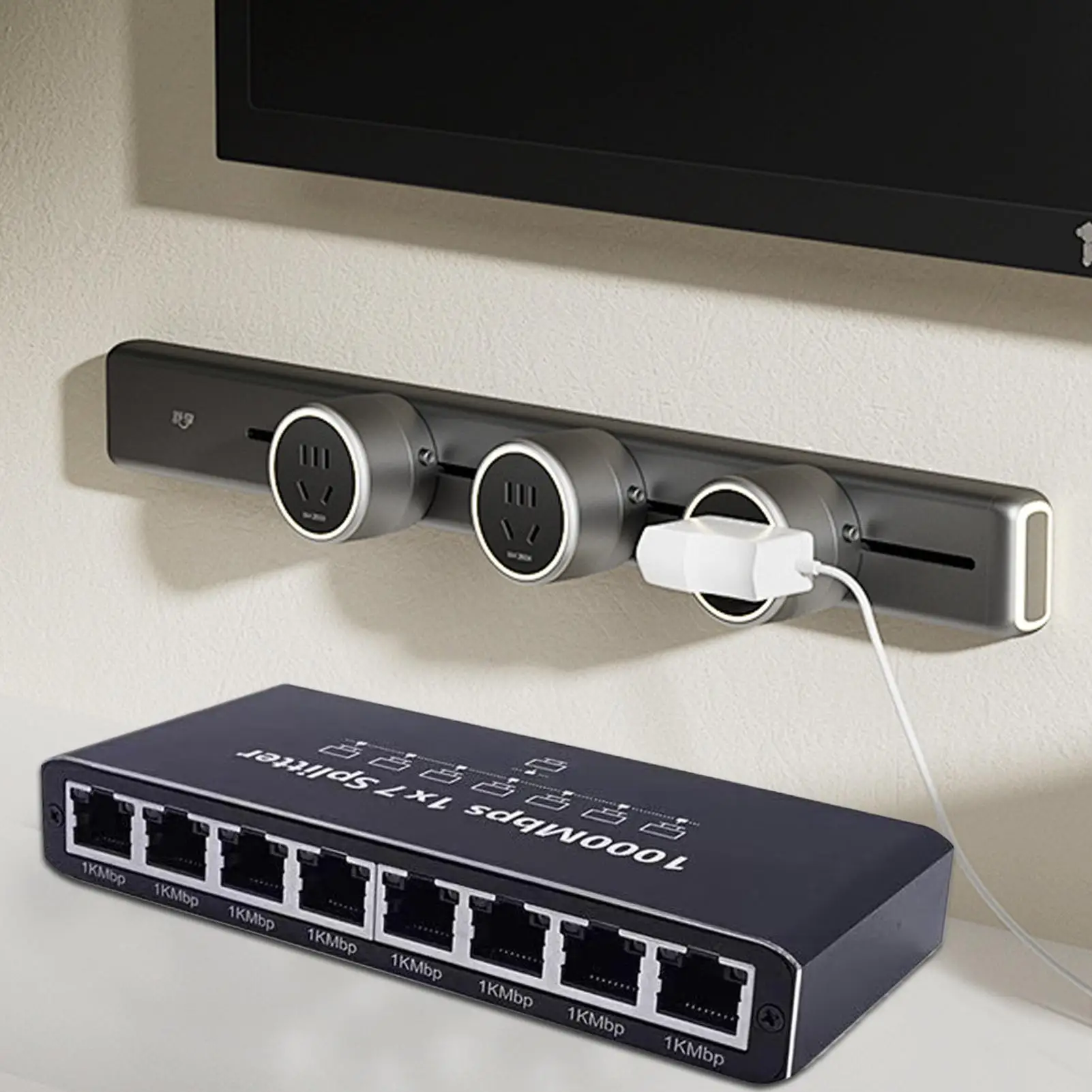 Интернет-сплиттер, 8-портовый сетевой разветвитель, адаптер 1000 Мбит/с, портативный удлинитель Plug and Play для настольной потоковой передачи на стене дома