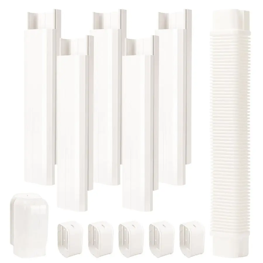 

W 9 Ft Line Set Cover Kit for Mini Split Air Conditioner Decorative PVC Line Cover Kit for Central Air Conditioner Mini Split AC