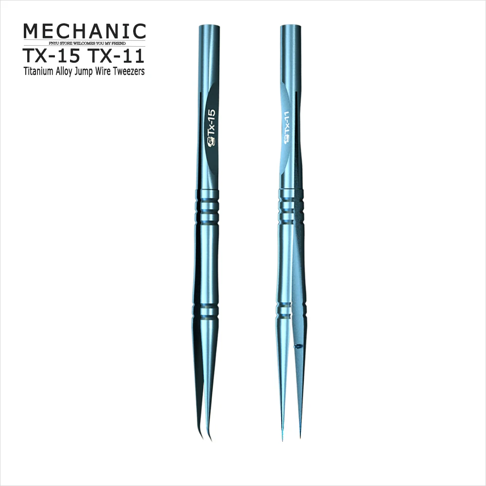 

Jump Wire Tweezers MECHANIC TX-15 Curved TX-11 Straight Point Titanium Alloy Flywire Tweezer Extended Precision Repair Clip