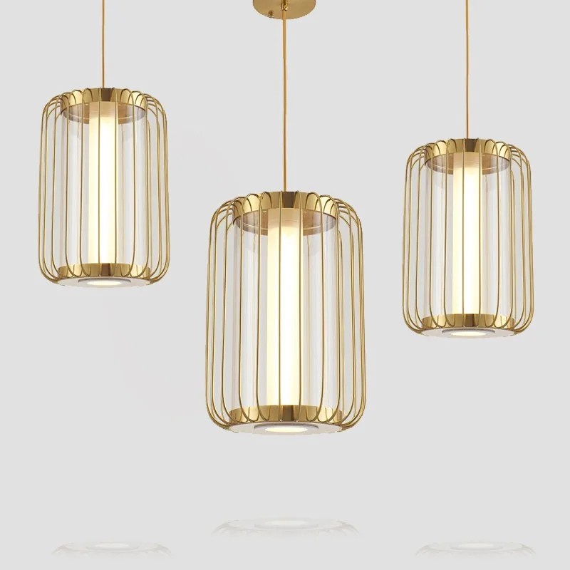 

Modern Golden Bird Cage Pendant Light Vintage Metal Hanging Lamp Home Decor Living Room Bedroom Restaurant Study Indoor Lighting