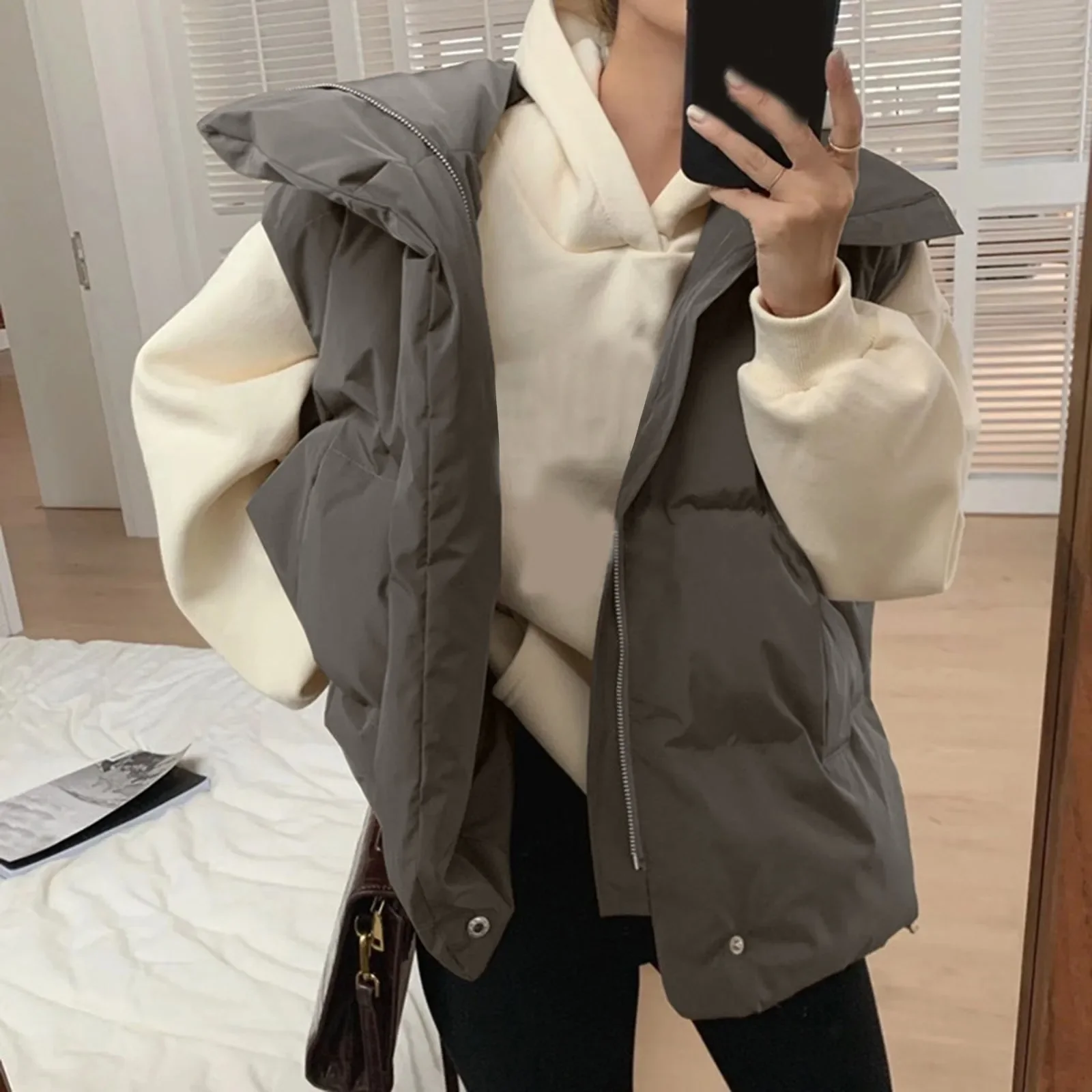 Vest Women Winter New 2023 Korean Short Outdoor Large Version Black Loose Slimming Down Cotton Vest Outerwear Winter Coat