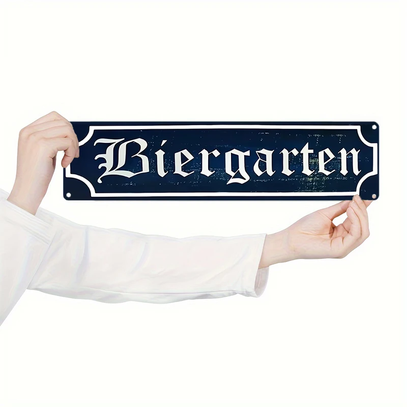 لافتة معدنية عتيقة لرياض الأطفال الألمانية - ديكور حائط من الألومنيوم الريفي لبار البيرة والحانة والمطعم والمقهى - حروف على الطراز القوطي
