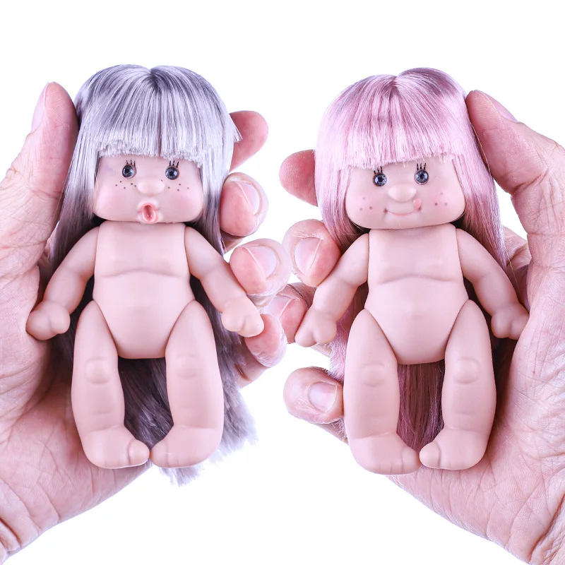 11cm Mini Sweet Spanish Cabbage Doll 1/12 Cute Vinyl Doll 3D Simulation Eye Round Face For Girl Companion Toy Gift Dress Up Doll
