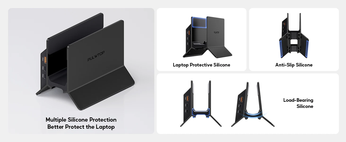 PULWTOP USB-C-Dockingstation für zwei Monitore, mit 2 HDMI 4K, USB C 10Gbps, USB A 5Gbps, USB A 2.0, Ethernet, für Laptops mit Typ-C-Anschluss – Detail 9