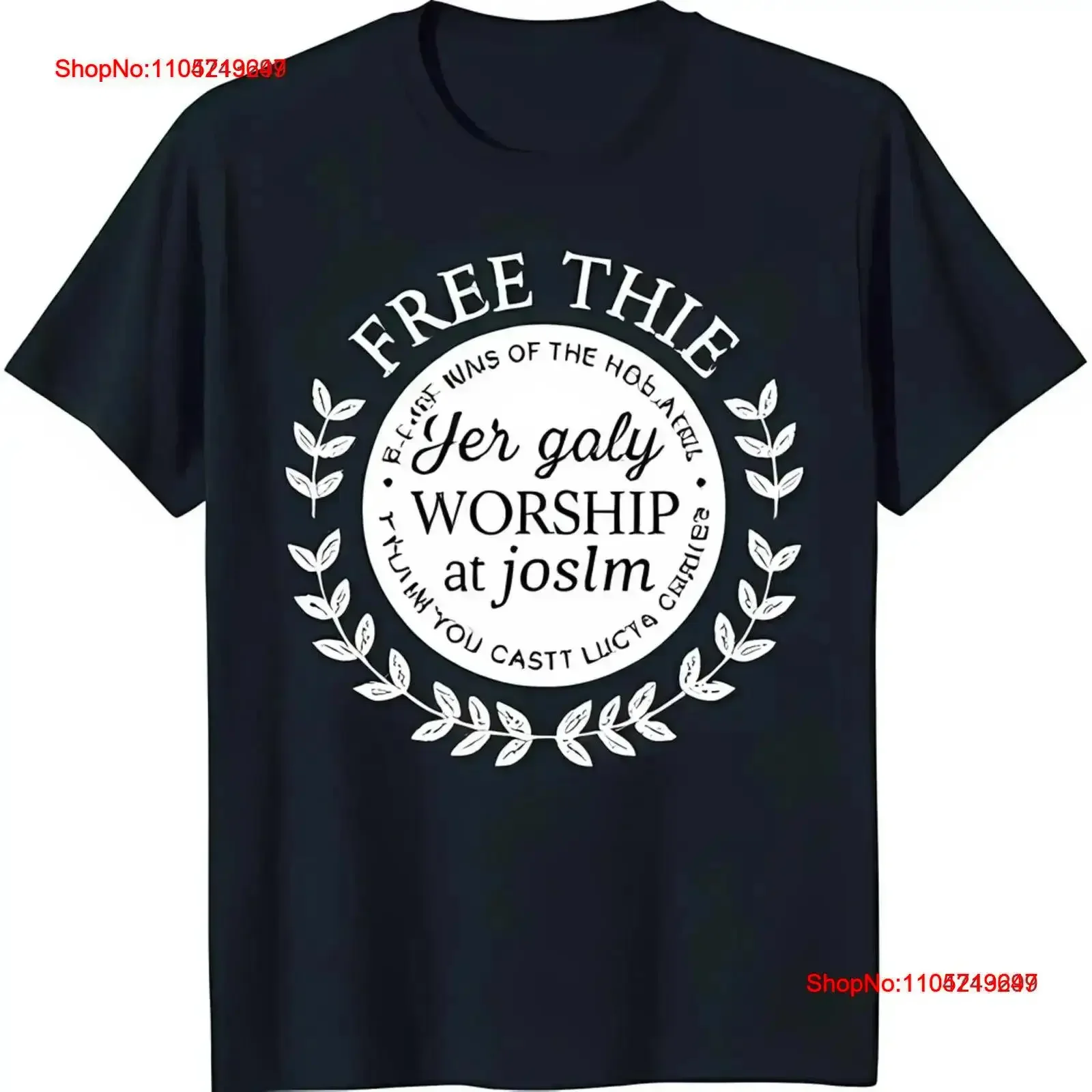 

Black T Shirt with Unique White Circular ' the Wans of Hobatril' vintage Washed Comfortable Stretched fashion homme vintage