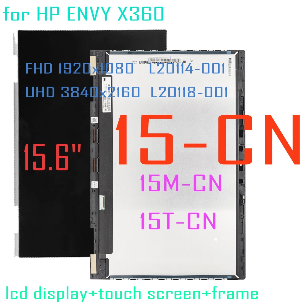 

15.6" LCD for HP ENVY X360 15-CN Series LCD Display Touch Screen Digitizer Assembly Frame for 15M-CN 15T-CN 15-cn0002TX FHD UHD