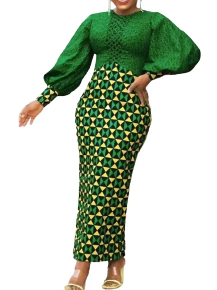 

African Dresses for Women 2025 Autumn Dashiki Bodycon African Clothes Maxi Dress Fashion Elegant Ladies African Clothing S-2XL