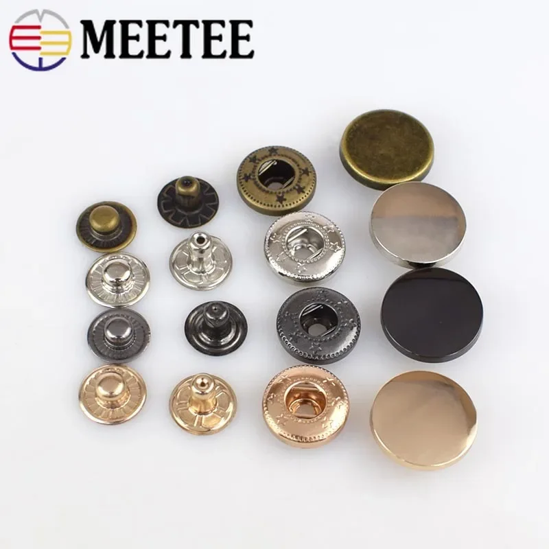 30sets Meetee 12/15/17mm Metal Snap Buttons Stud Fastener Press Buckles for Jacket Coat Sewing Clothing Leather Accessories D3-8