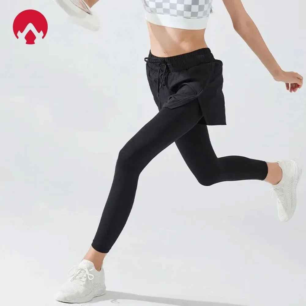 Tennis Tights and Shorts 2 in 1 with Hidden Pocket, Stretchy Yoga Leggings Sport Women Fitness Push Up Gym Cycling Pants