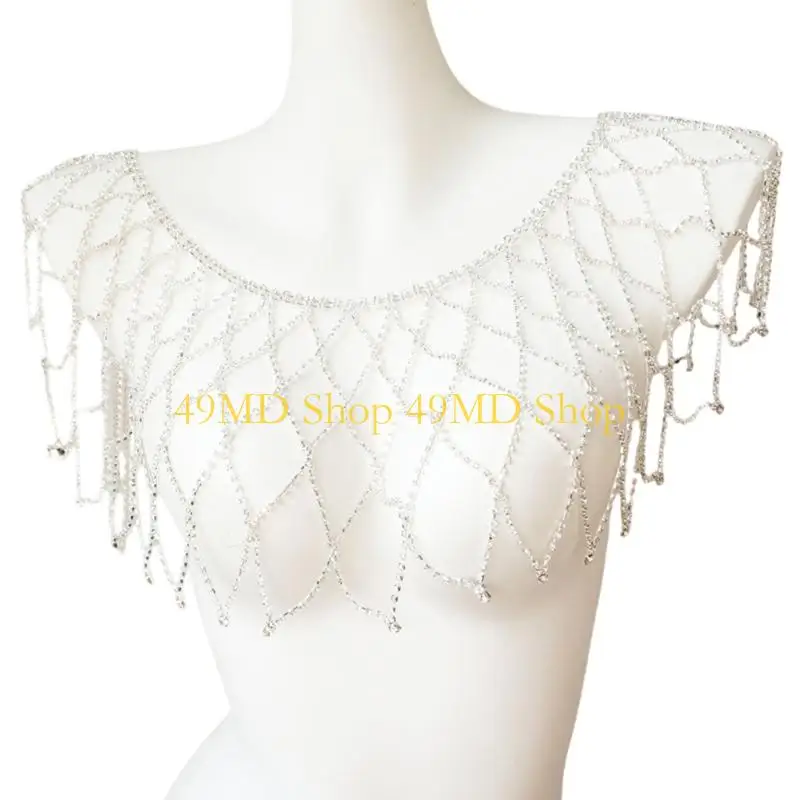 49MD Openwork Shoulder Chain Body Jewelry Rhinestones Wrap For Concerts Celebration