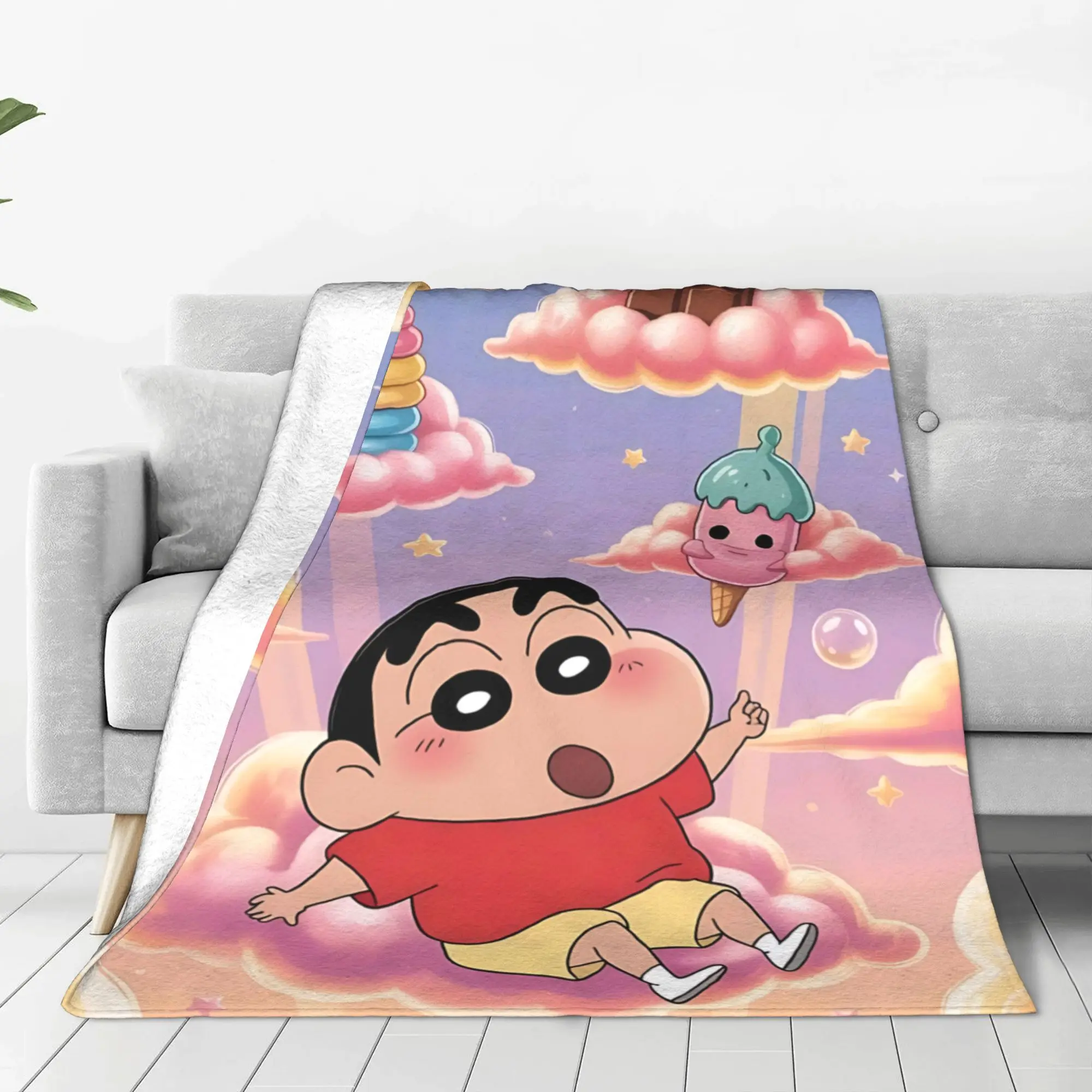 1PC Crayon Shin chan‌s  Winter Blankets for Adults Bedding Home Interior Sofa Knee