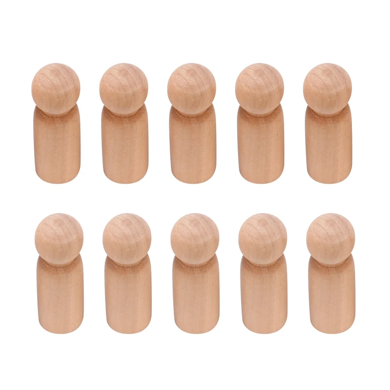 Wooden Peg Doll Unfinished Wooden People Plain Blank Bodies Angel Dolls For DIY Craft Pack Of 20