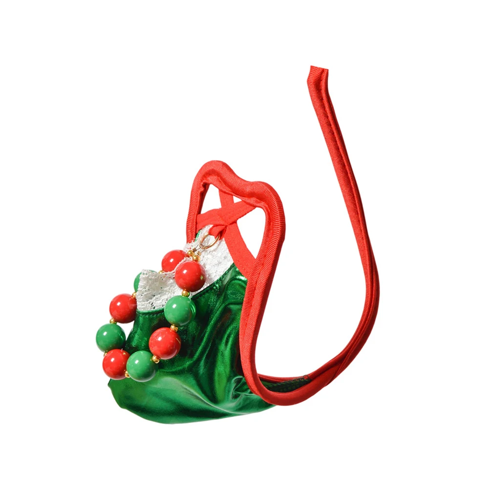 1pc Men Christmas Party C-string Underwear Hollow-out Glossy Ring Pouch Panties Strapless Invisible Erotic Thongs