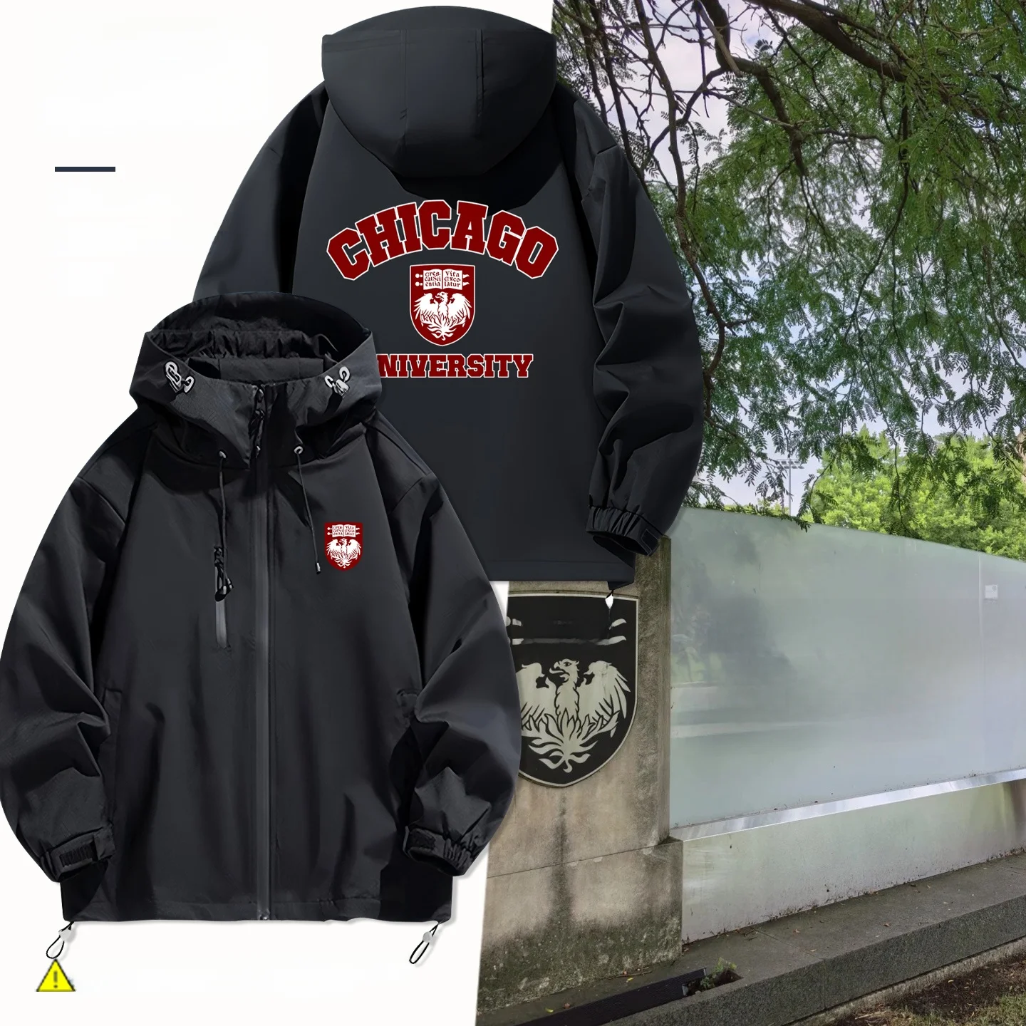 

Куртка-худи Chicago Universi School для мужчин и женщин, весна-осень-зима, приталенный крой, ветрозащитная, из полиэфирного волокна