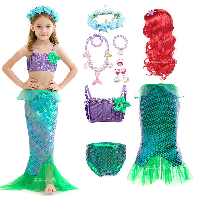 Girl Princess Dress Children Little Mermaid Halloween Party Costume Kids Ariel Summer Dress Girls Christmas Fancy Clothes