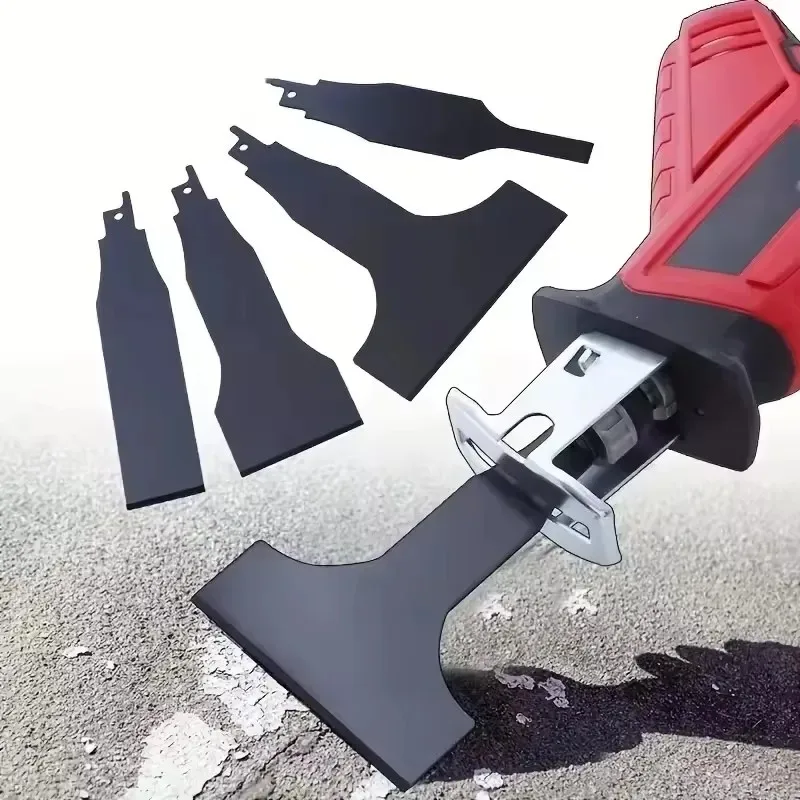 4-Piece Reciprocating Saw Scraper Blades, High Carbon Steel Tile Cleaning Tool for Removing Mortar and Adhesive from Ceramic Wal