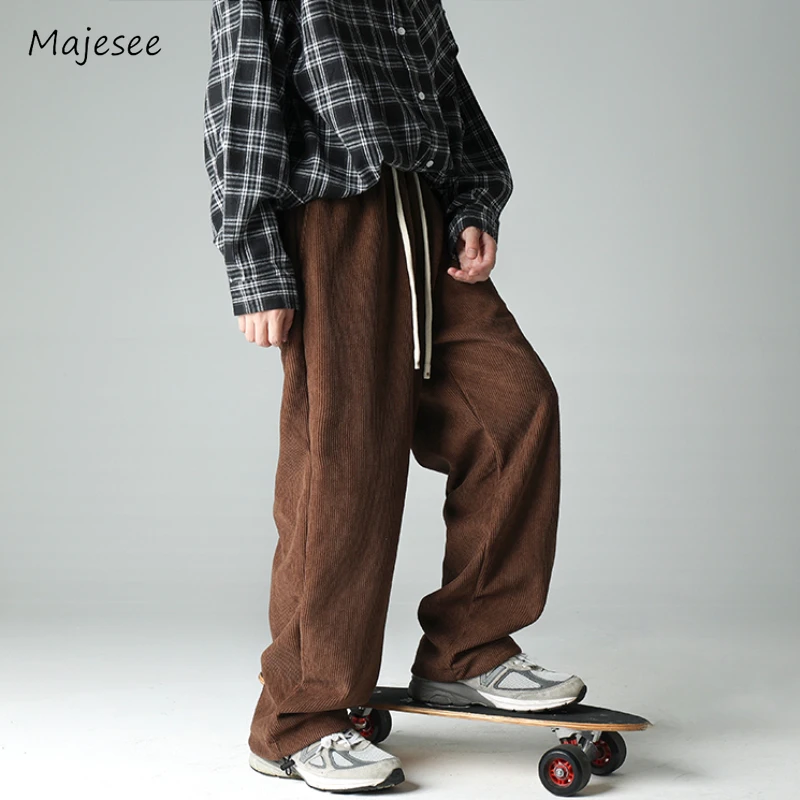 Pants Men Simple Fashion Loose Daily Spring Autumn Pleated Solid Color Cozy Japanese Style Male Mopping Trousers Versatile Soft