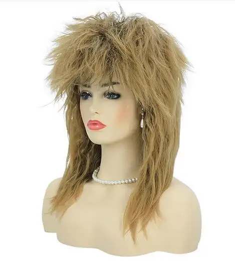 Peluca de disfraz de Tina Diva para mujer, pelo sintético de los años 80, rubia grande, estilo balancín, Mullet, Glam, Punk, Rock, Rockstar, Cosplay