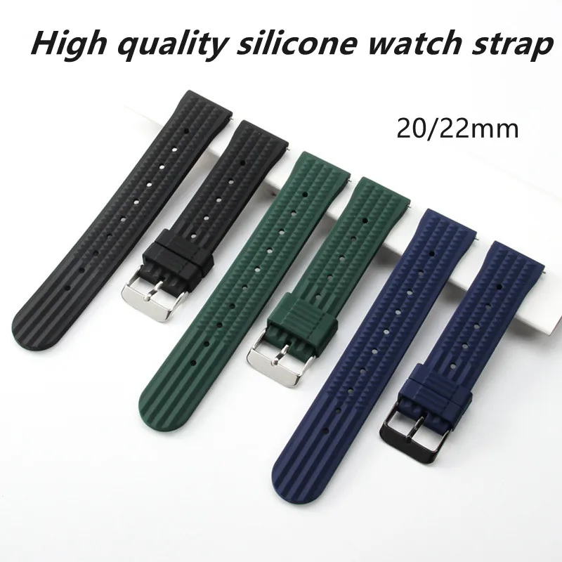 20mm 22mm High quality silicone watch strap Needle buckle bracelet Waterproof sweat proof watchband Watch accessories for SEIKO