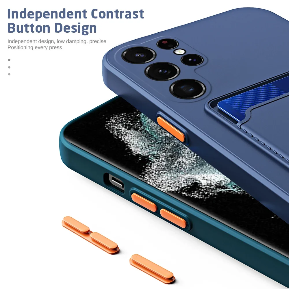 Жидкий силиконовый чехол для Samsung Galaxy S25 S24 S23 S22 S21 S20 Ultra Plus FE Чехол-держатель для карт для Samsung A56 A55 A54 A34 A53