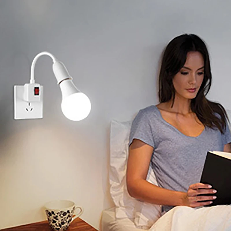 Direct plug swivel head lamp lamp mouth E27 large screw lamp holder type universal hose with switch Optional with lights Bulb - Image 2