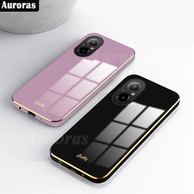 Auroras For Realme C67 4G Case Solid Color Electroplate Edge Shockproof Shell For Realme C55 C53 C51 Back Cover