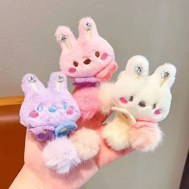 

3 шт. плюшевая петля для волос, шарик для маленьких девочек, укол, сухожилия кожи головы, сладкий кролик, меховой шарик, аксессуар для волос с кисточками