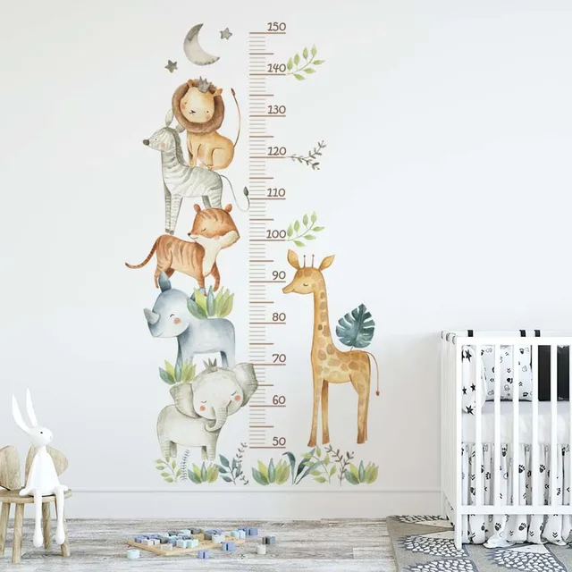 3PC Cartoon Animal Height Ruler Naklejki ścienne do wodoodpornego zdejmowanego PVC Pokój dziecięcy Przedszkole Dekoracja domu