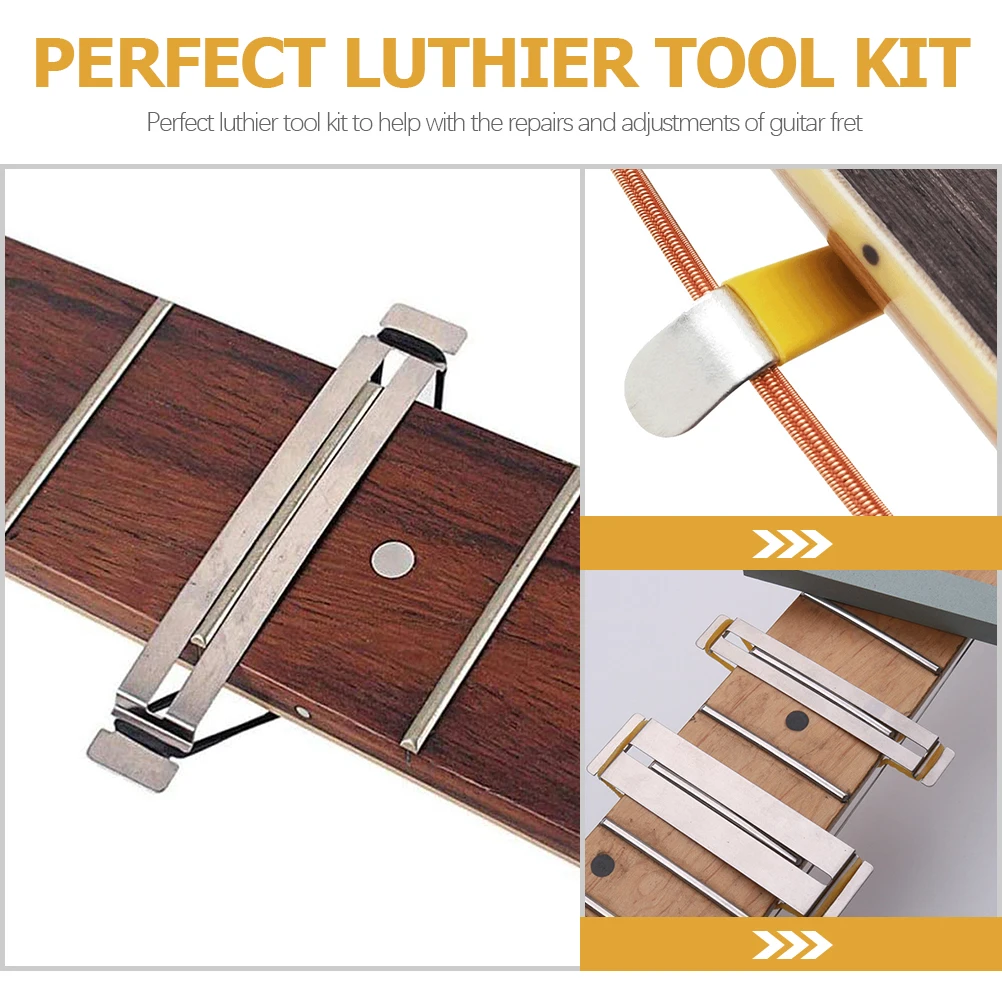 

1 set Complete Guitar Luthier Tools Fingerboard Guard Stainless Steel Fretboard Polishing Kit Nut Grinding Stone String Spreader