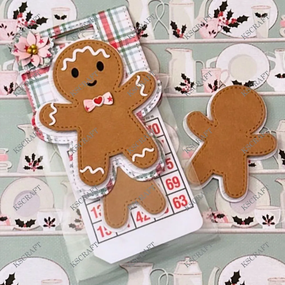 KSCRAFT Gingerbread Man Bag Topper Fustelle Stencil per Scrapbooking fai da te Goffratura decorativa Carte di carta fai da te