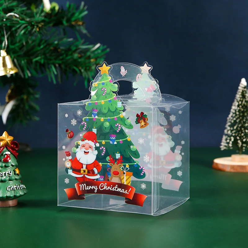 1pcs Christmas Cookie Gift Bag Clear Candy Apple Boxes Pvc Trasnparent Apple Packaging Box Merry Christmas Decor For Home 2023